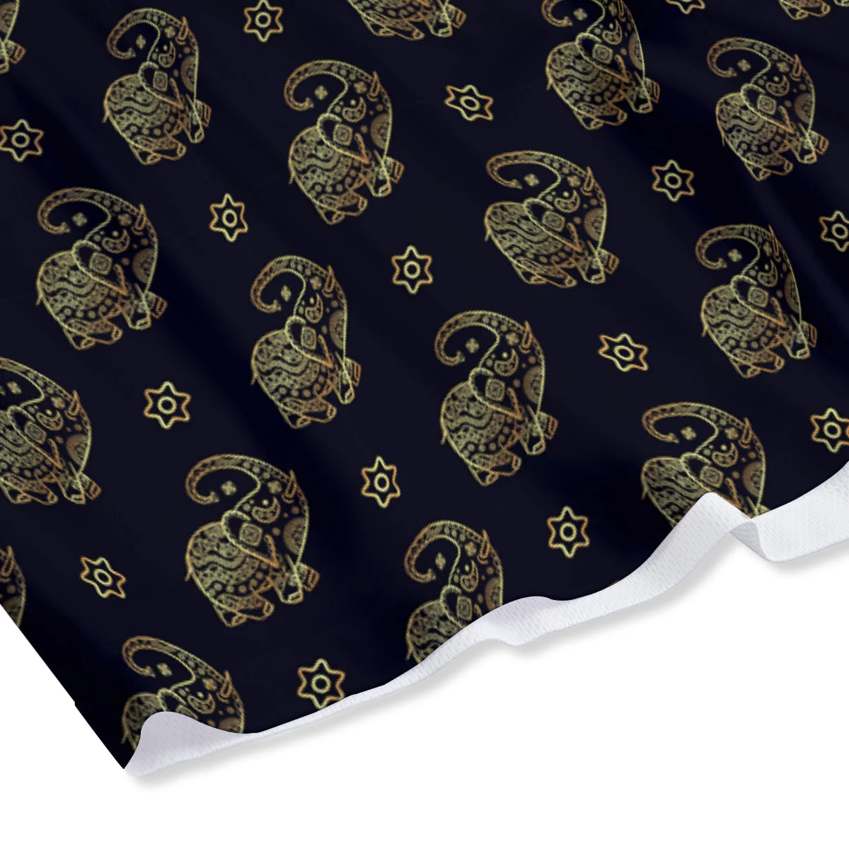 Boho Elephant Gold Cute Print Pattern Mesh Shorts - Image 4