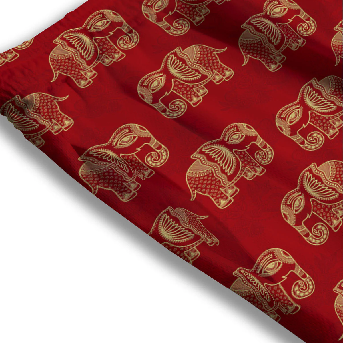 Boho Elephant Red And Gold Print Mesh Shorts - Image 3