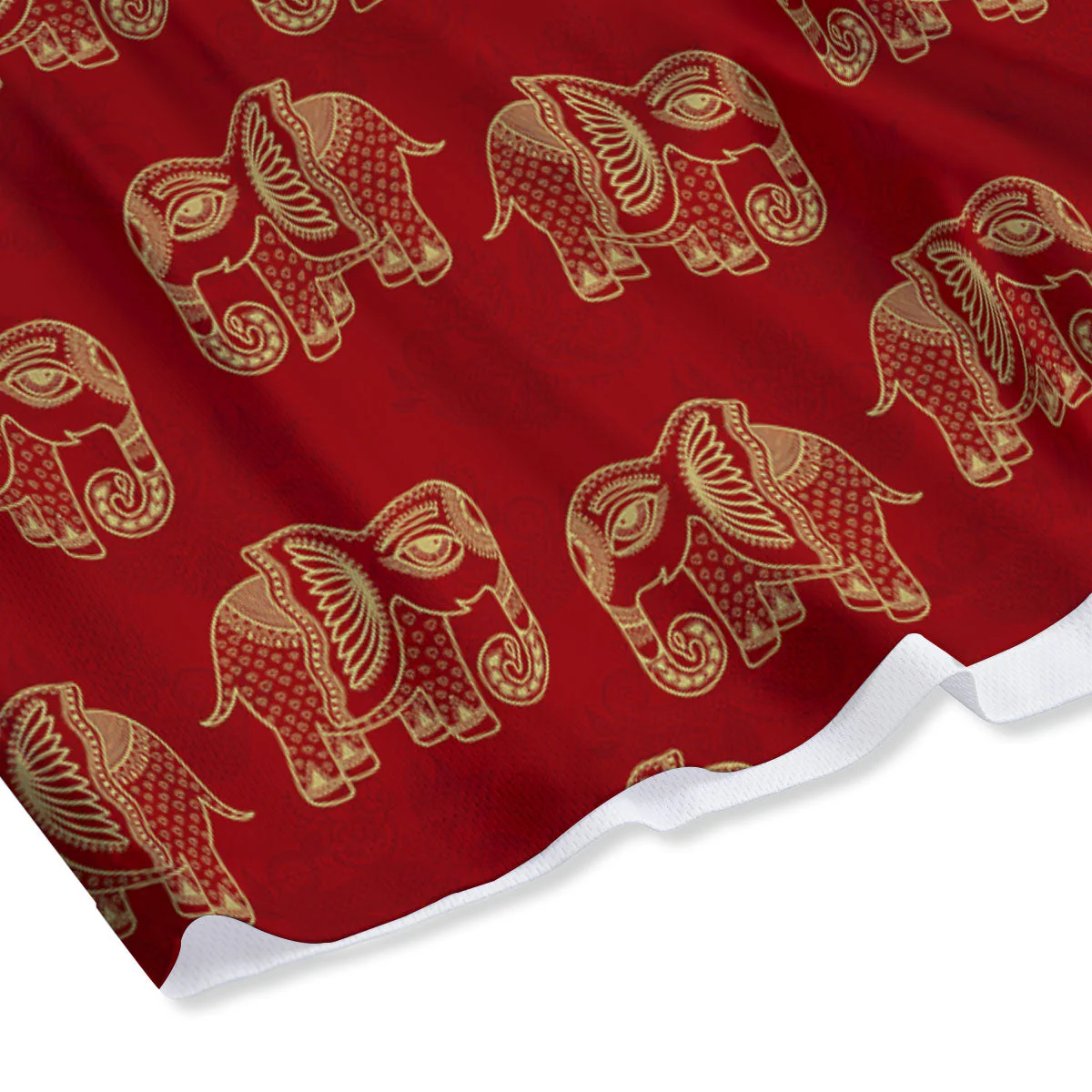Boho Elephant Red And Gold Print Mesh Shorts - Image 4