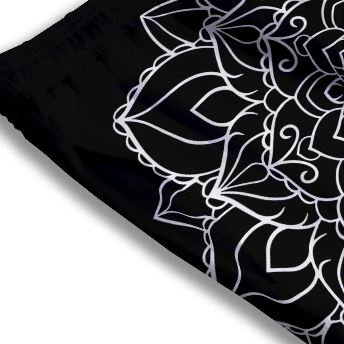 Boho Mandala White And Black Print Mesh Shorts - Image 3