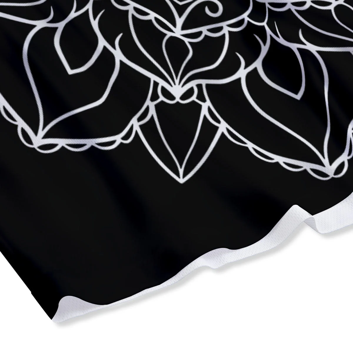 Boho Mandala White And Black Print Mesh Shorts - Image 4