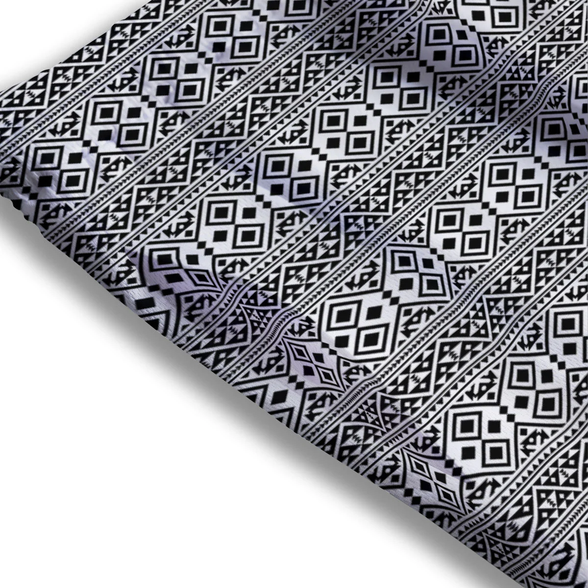 Boho Tribal White And Black Print Mesh Shorts - Image 3