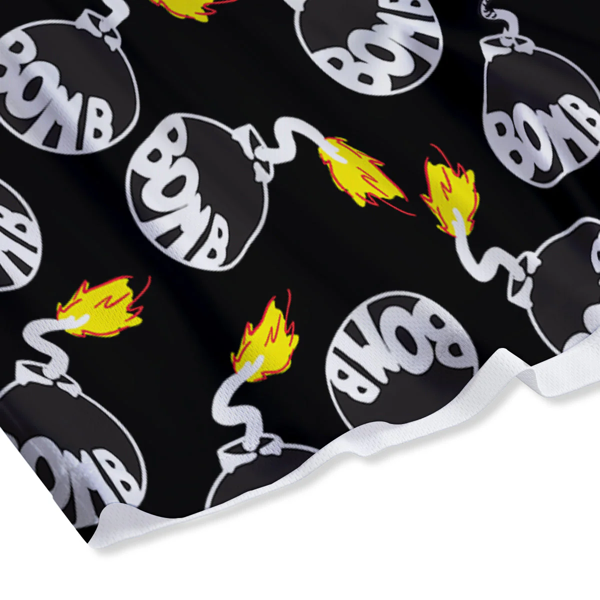 Bomb And Fire Print Pattern Mesh Shorts - Image 4