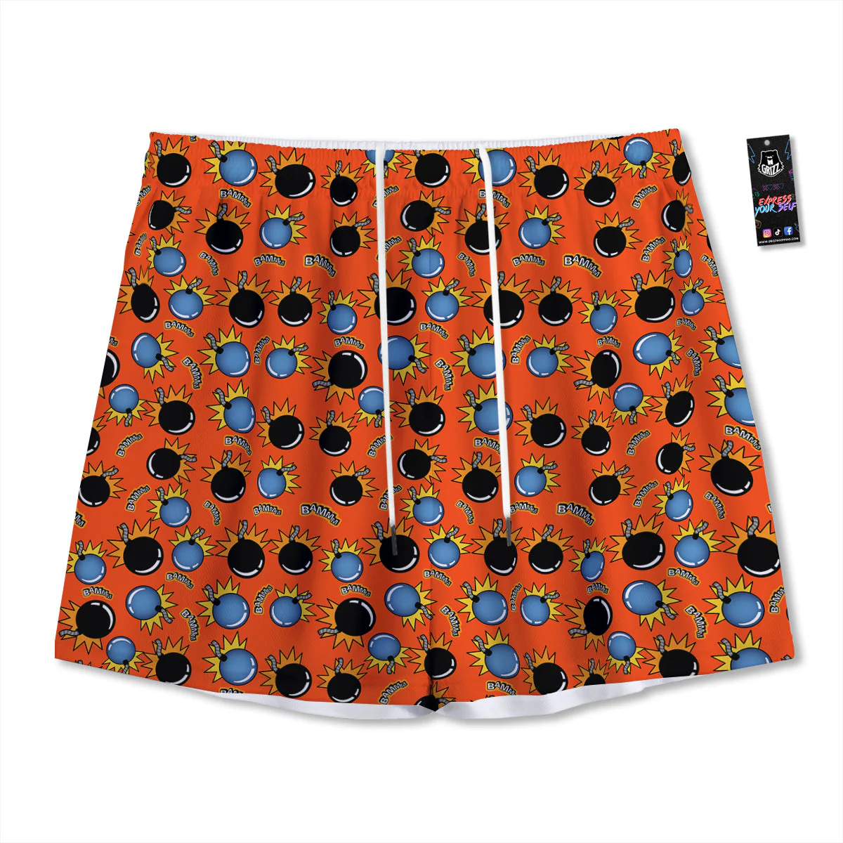 Bomb Bamm Print Pattern Mesh Shorts