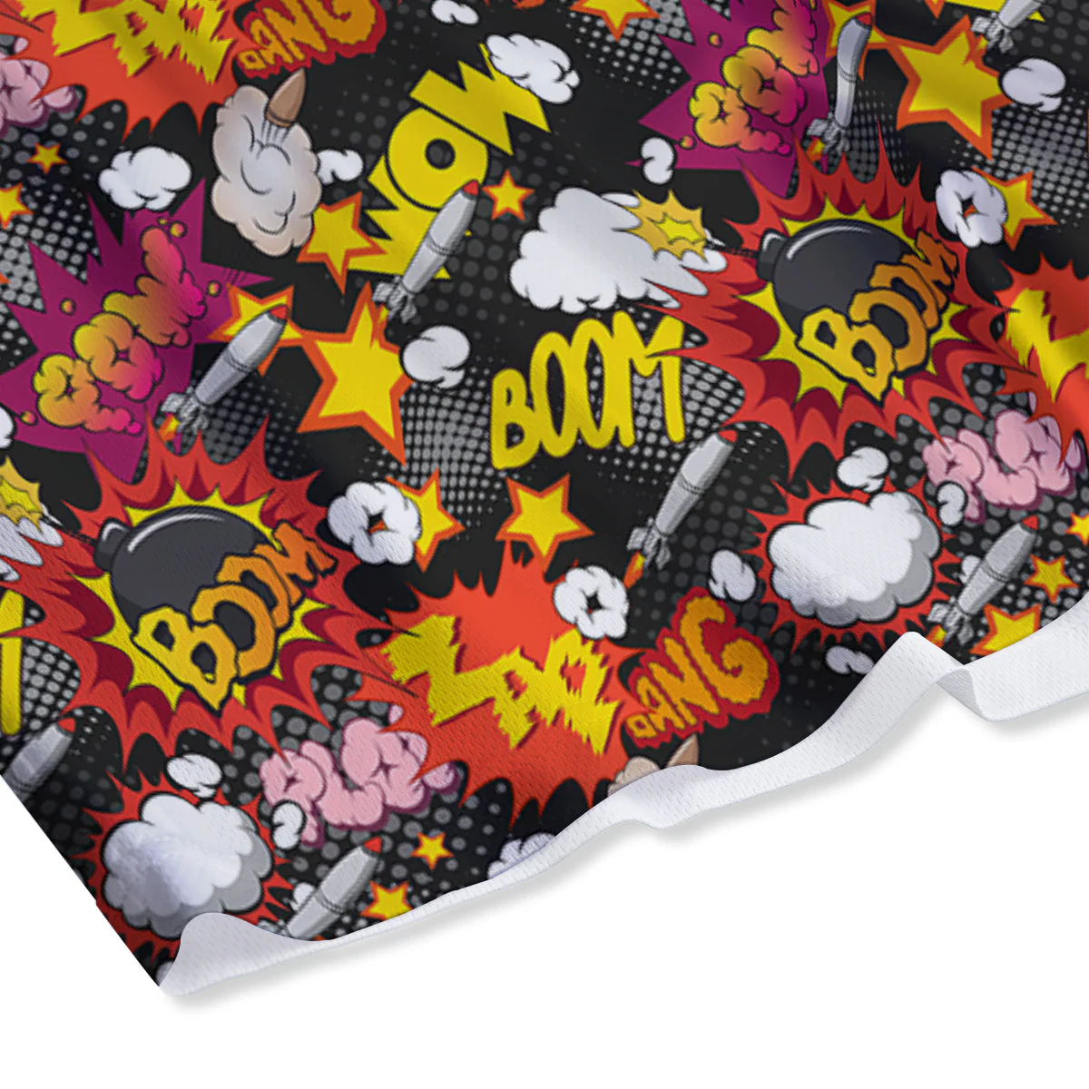 Bomb Boom Comic Graffiti Print Pattern Mesh Shorts - Image 4