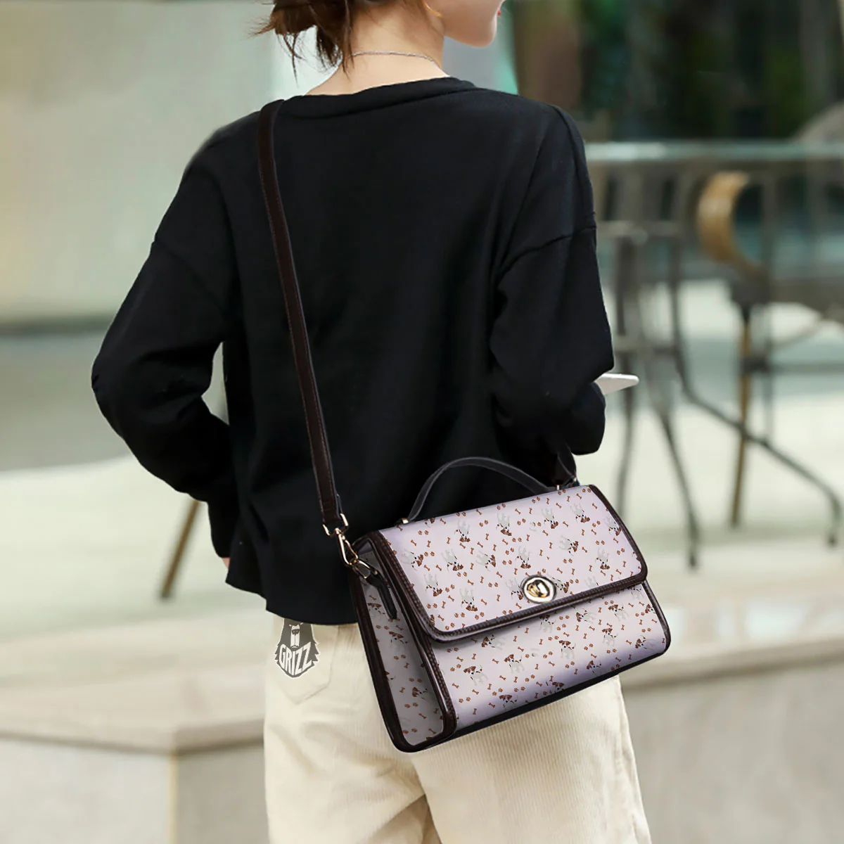 Bone And Jack Russell Terrier Print Pattern Women's Satchel Bag - Image 3