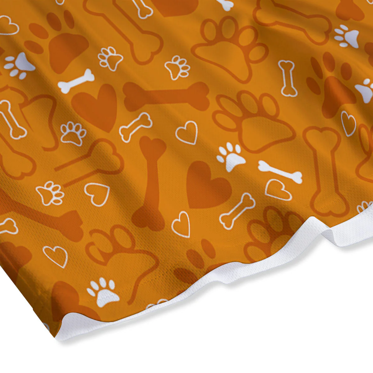 Bone And Orange Paw Print Pattern Mesh Shorts - Image 4