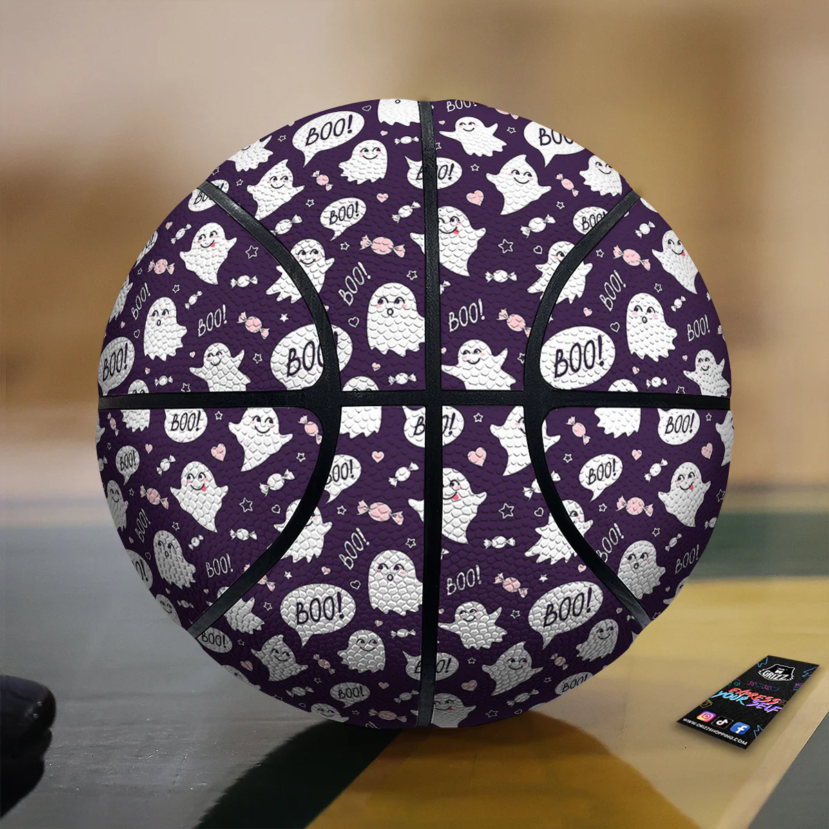 Boo Cute Ghost Print Pattern Basketball