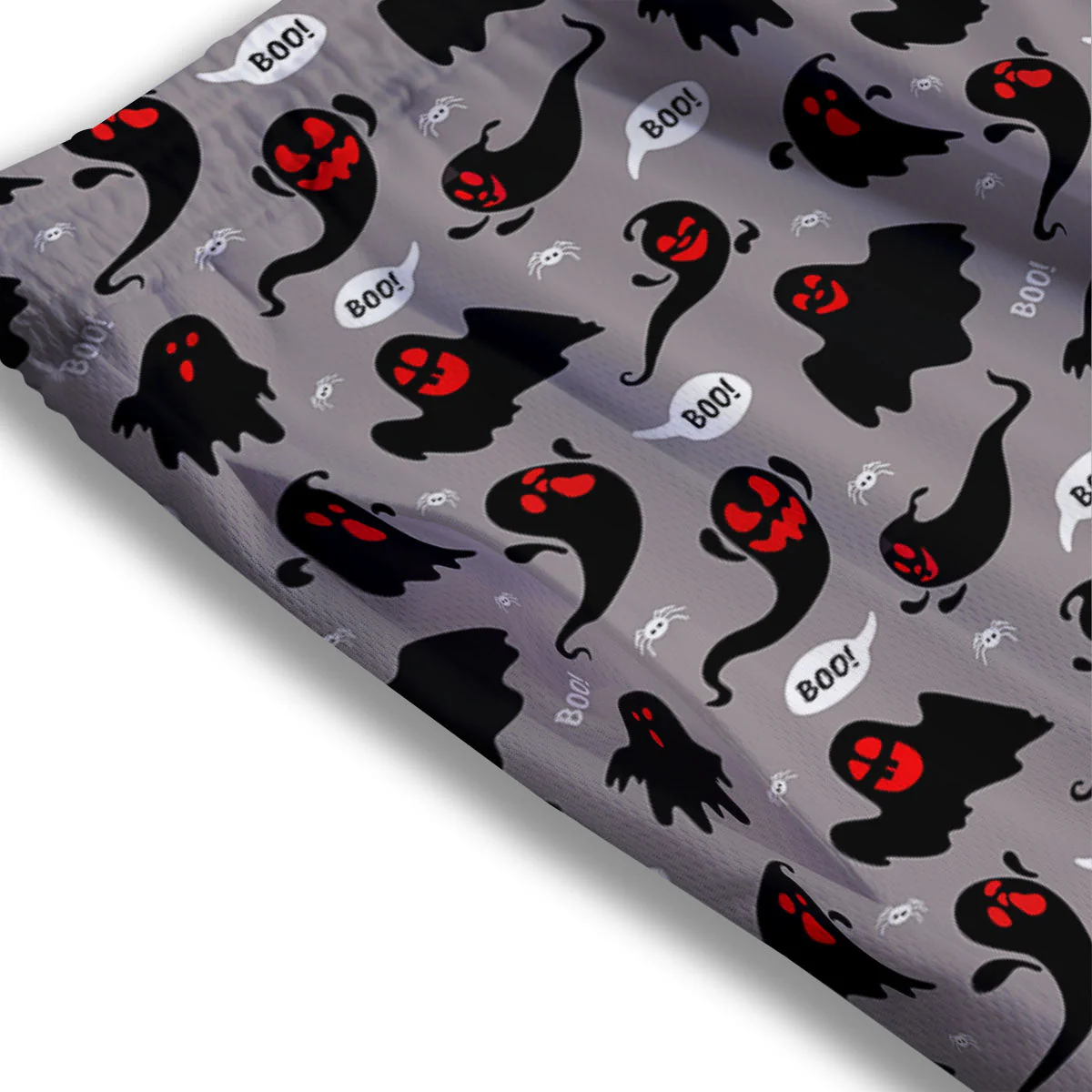 Boo Ghost Print Pattern Mesh Shorts - Image 3