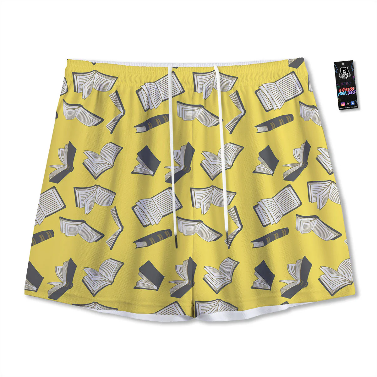 Books Pop Art Print Pattern Mesh Shorts