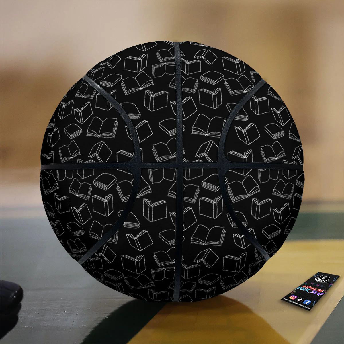 Books White And Black Print Pattern Basketball