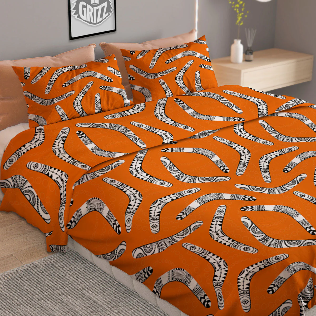 Boomerang Australian Aboriginal Print Duvet Cover Bedding Set - Image 2