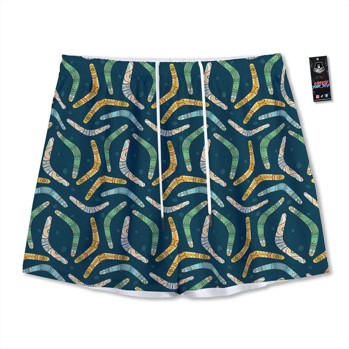 Boomerang Australian Print Pattern Mesh Shorts