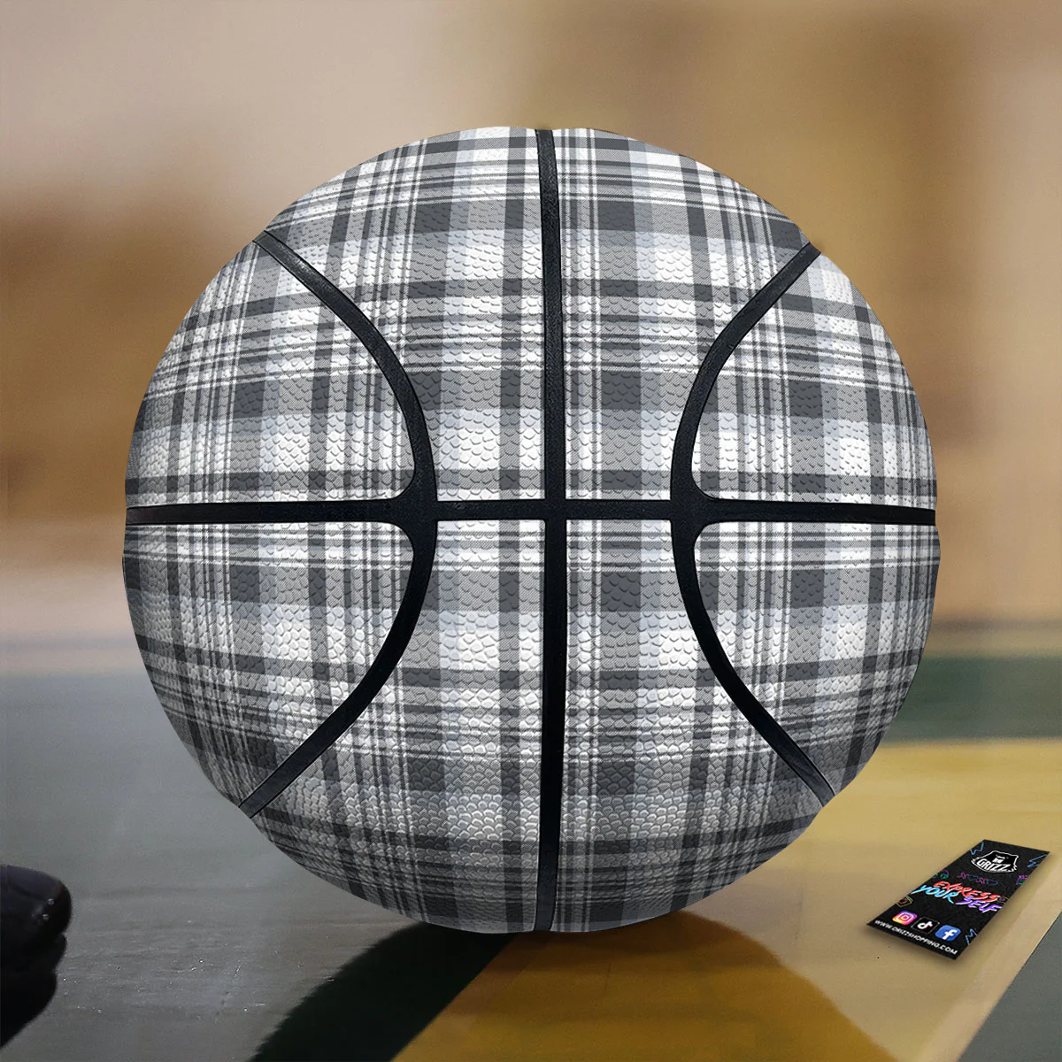 Border Tartan White And Grey Print Basketball