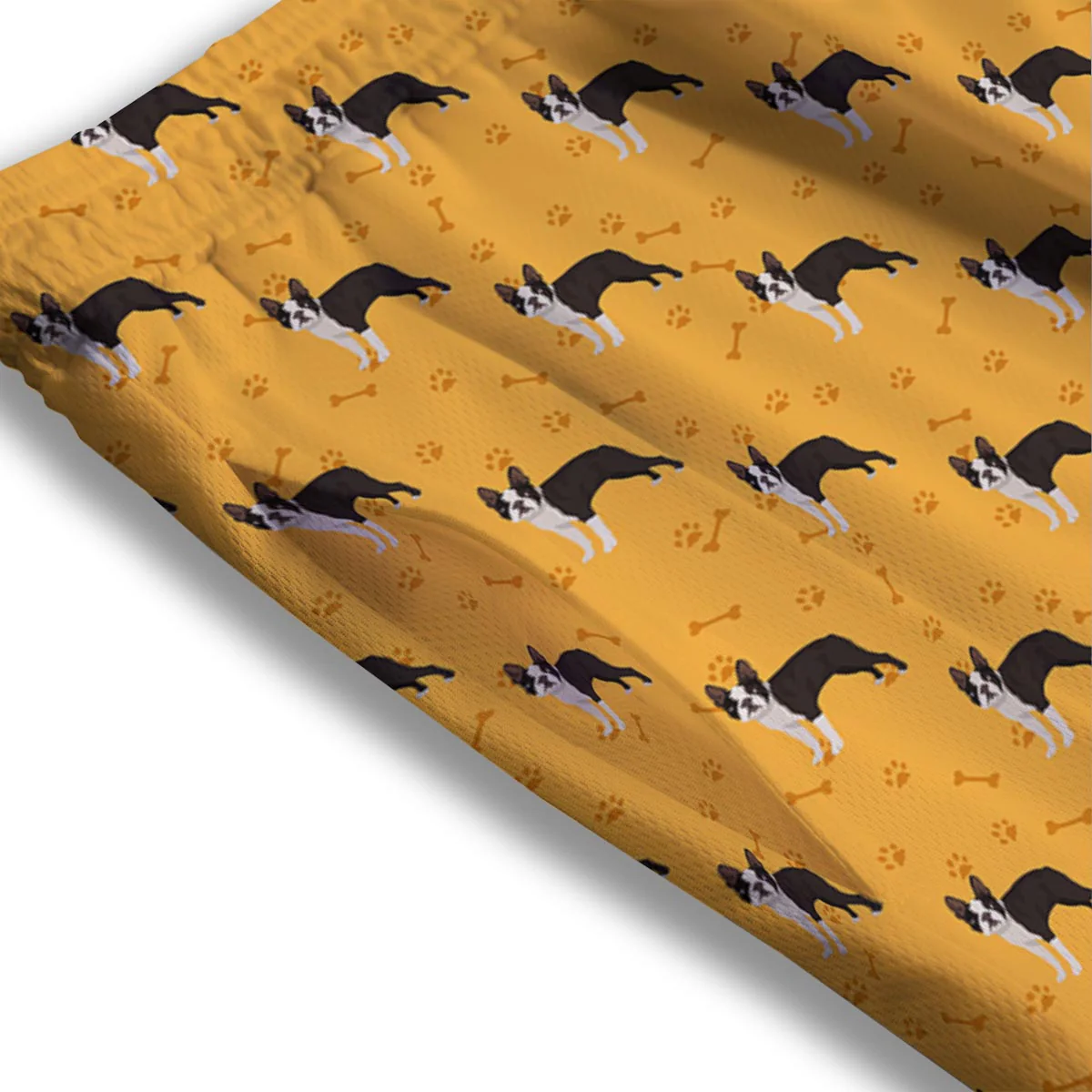 Boston Terrier Cartoon Print Pattern Mesh Shorts - Image 3