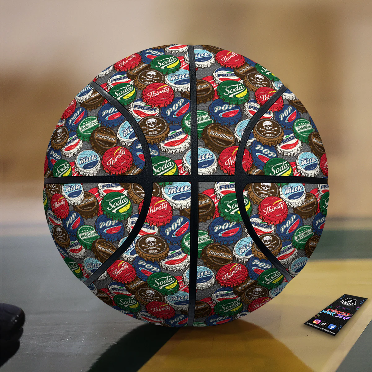 Bottle Caps Print Pattern Basketball