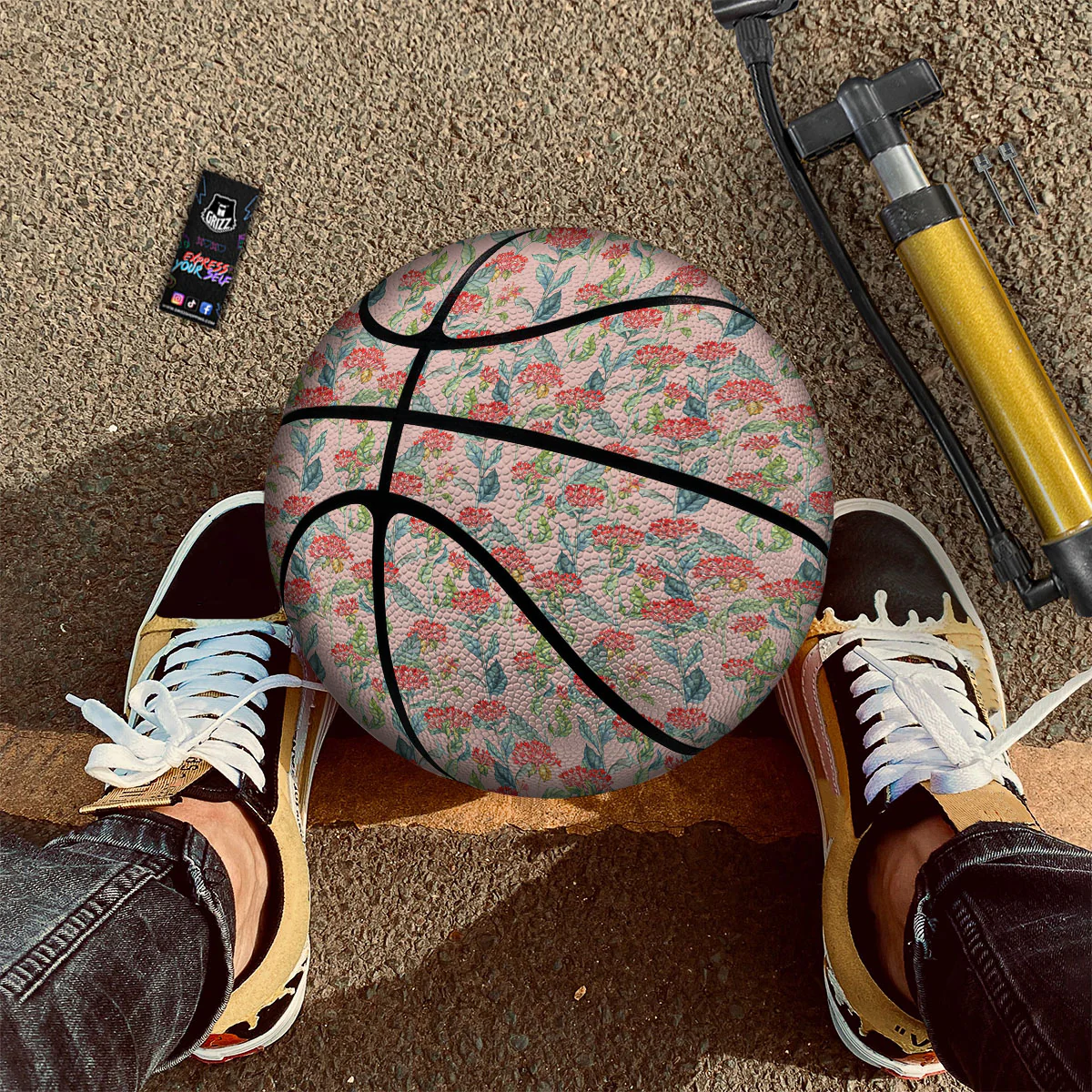 Bouvardia Red Print Pattern Basketball - Image 2
