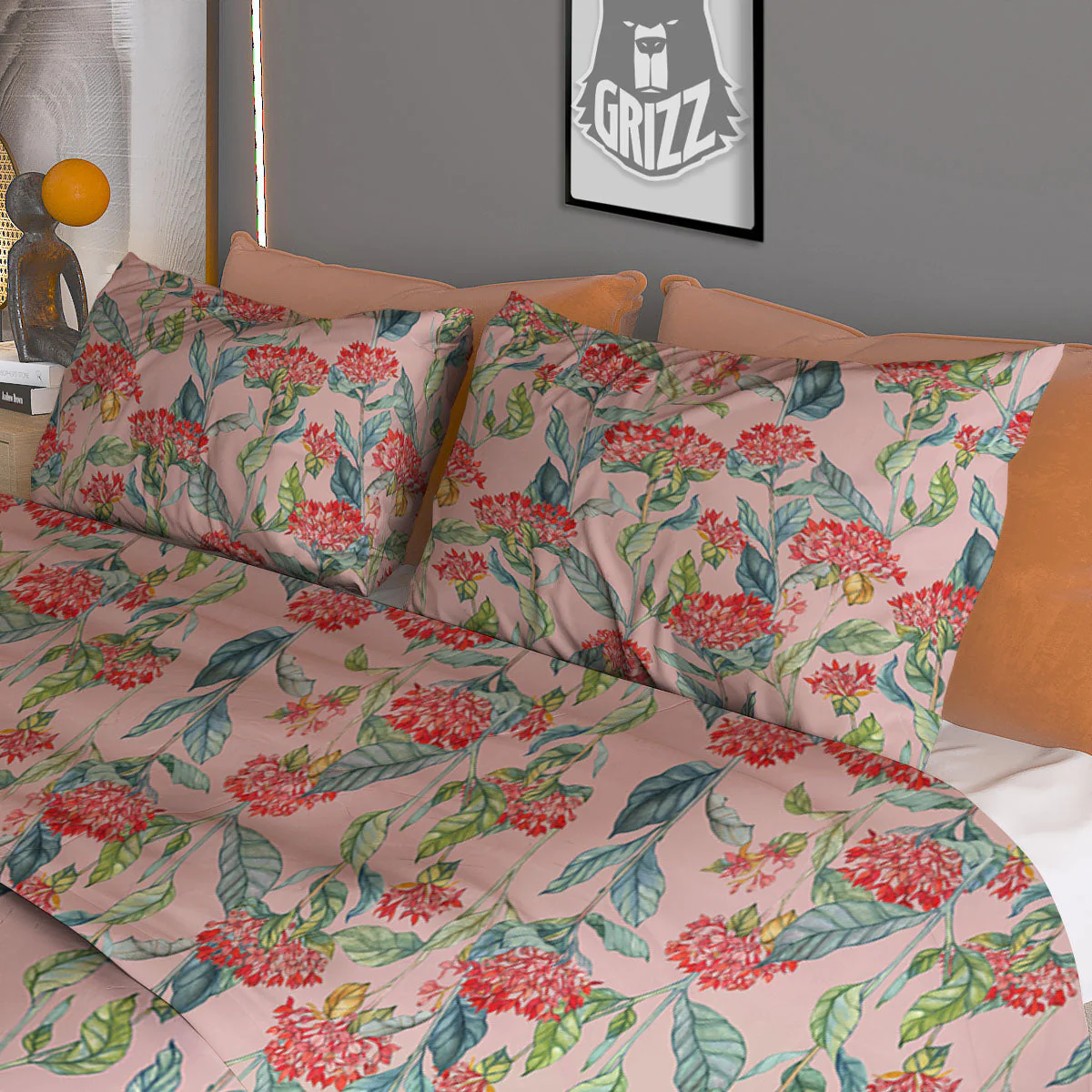 Bouvardia Red Print Pattern Duvet Cover Bedding Set - Image 3