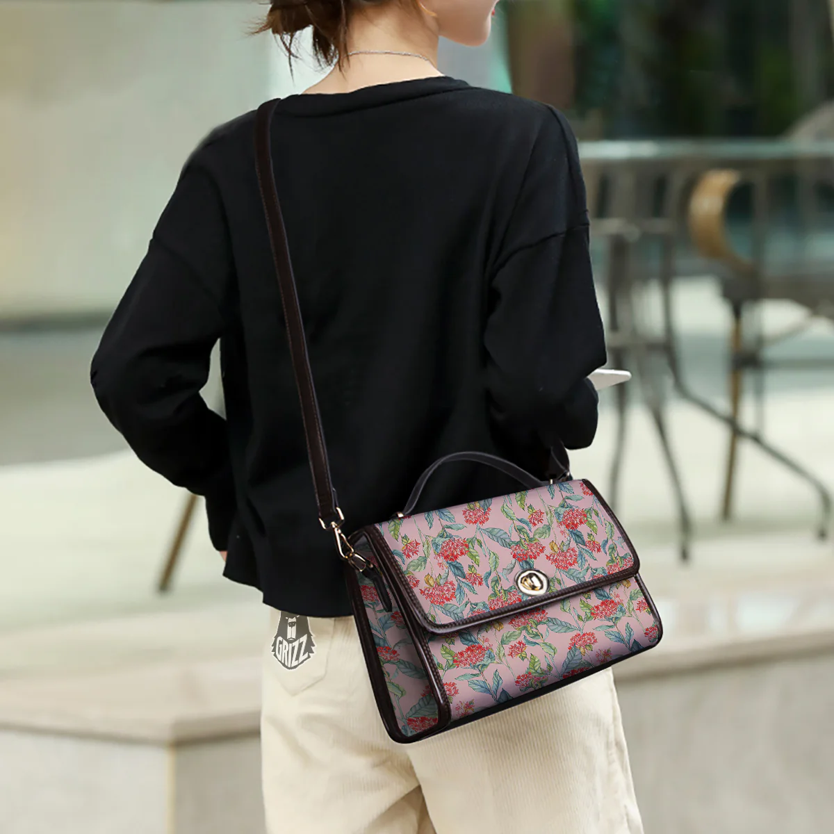 Bouvardia Watercolor Print Pattern Women's Satchel Bag - Image 3