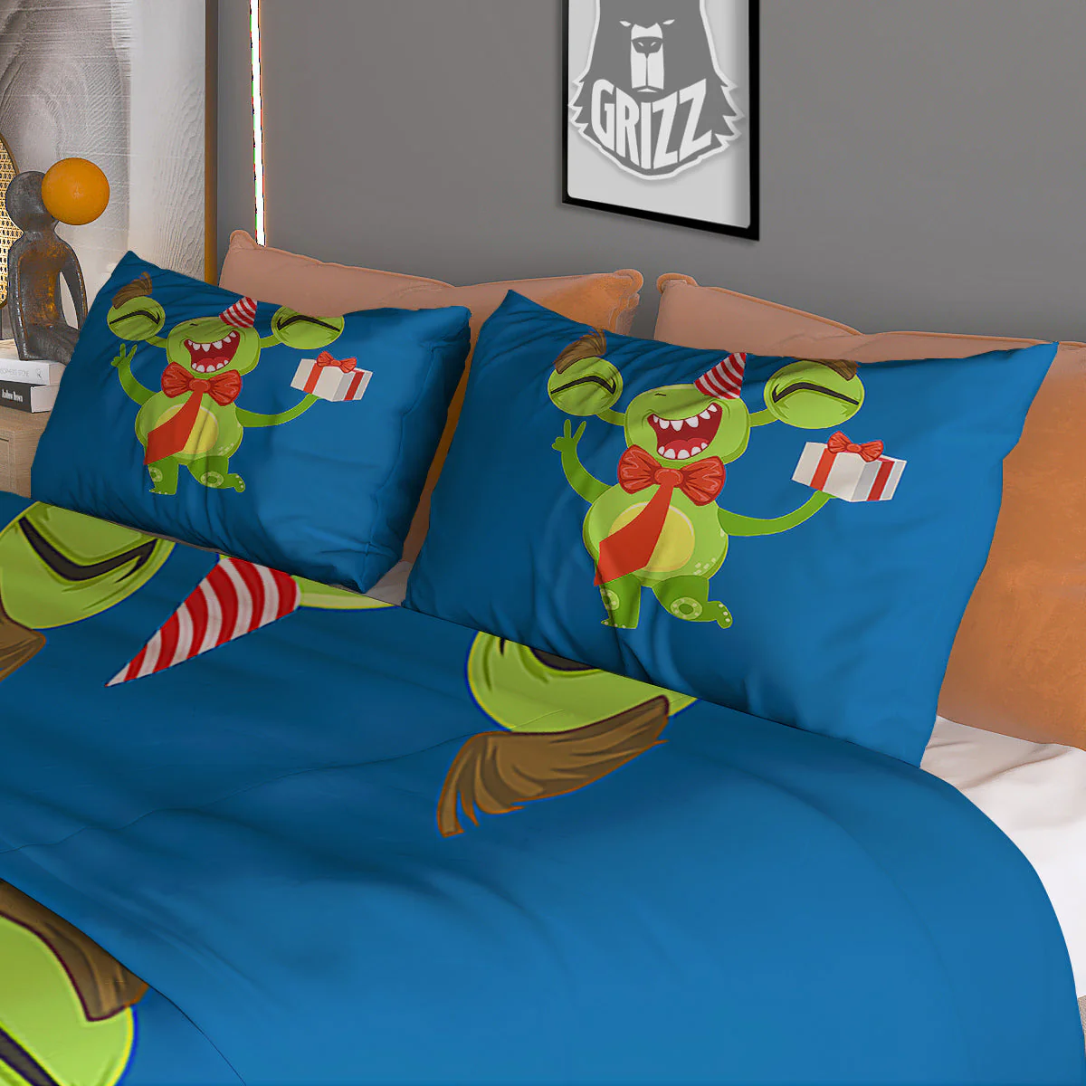 Bow Tie With Cute Alien Print Duvet Cover Bedding Set - Image 3