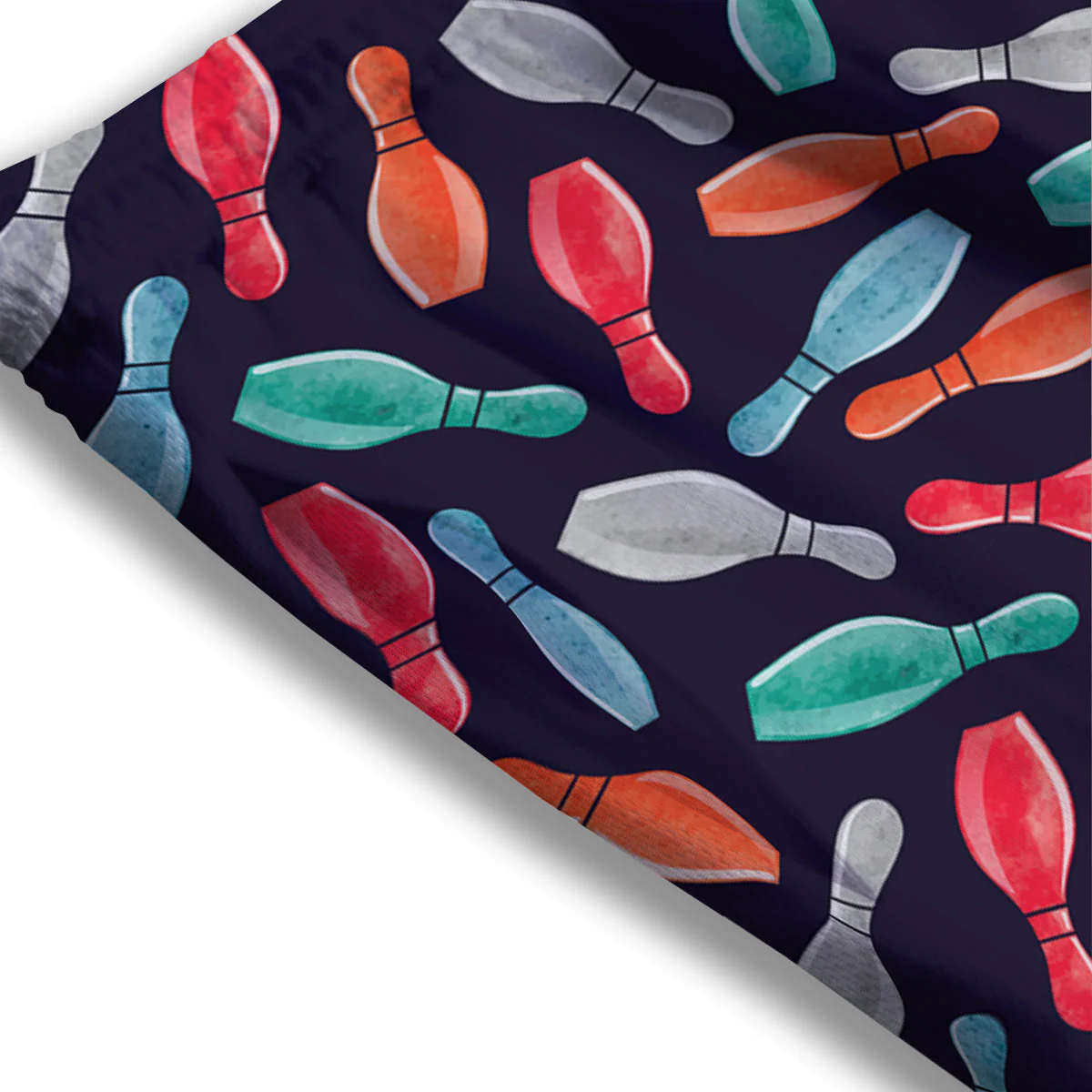 Bowling Pins Watercolor Print Pattern Mesh Shorts - Image 3