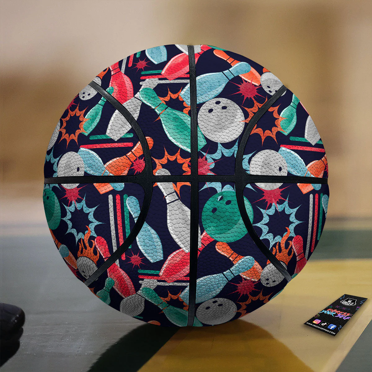 Bowling Theme Watercolor Print Pattern Basketball