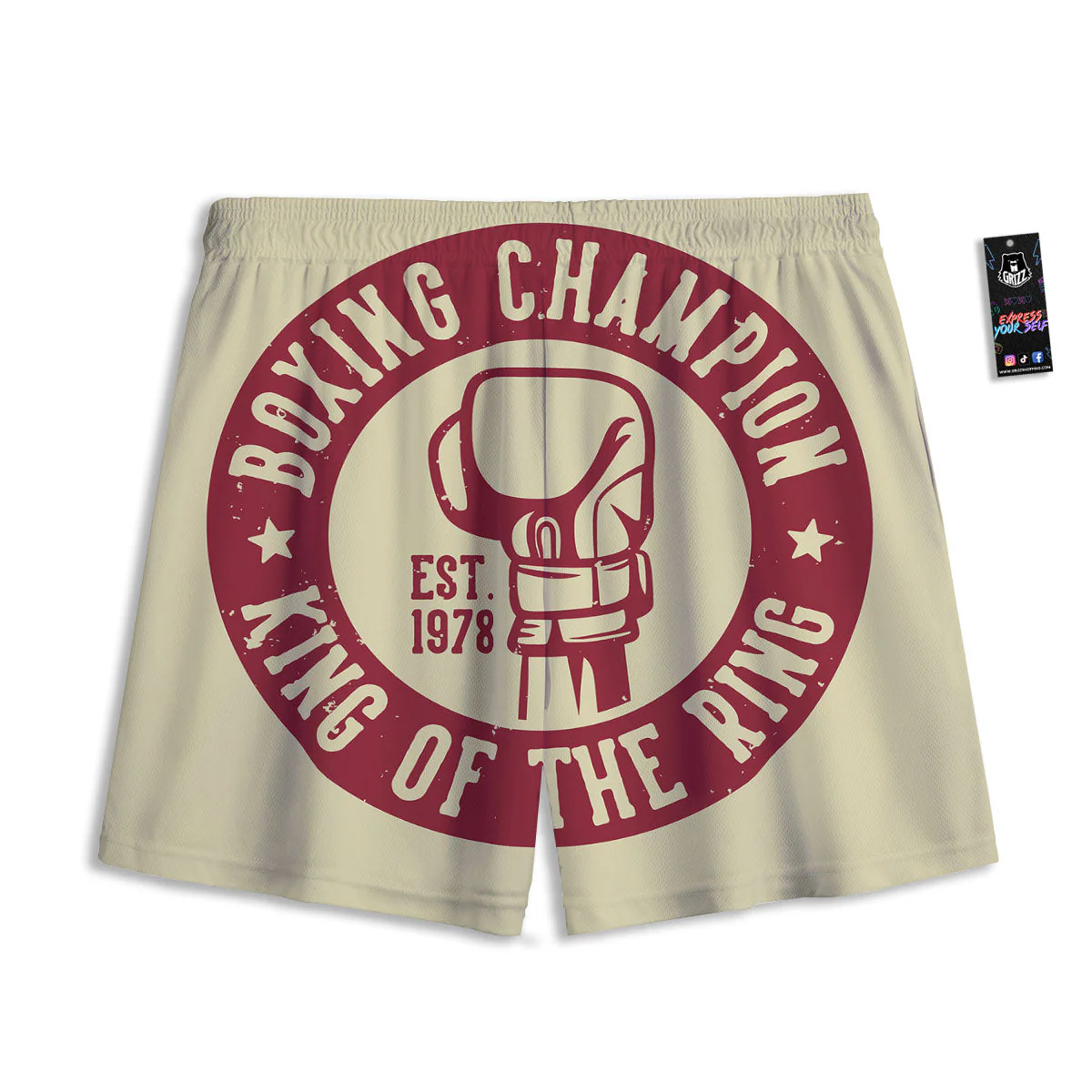 Boxing Champion King of The Ring Print Mesh Shorts - Image 2