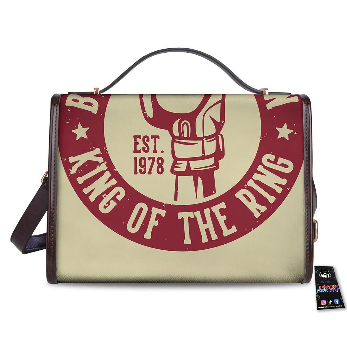 Boxing Champion King of The Ring Print Women's Satchel Bag - Image 2