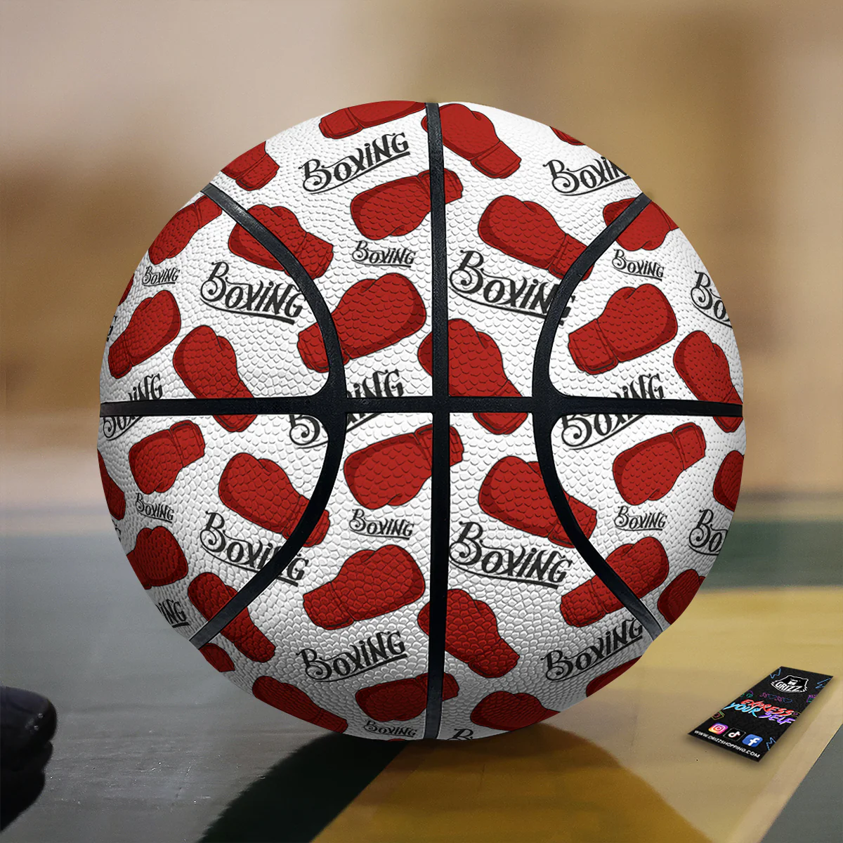 Boxing Glove And Text Print Pattern Basketball