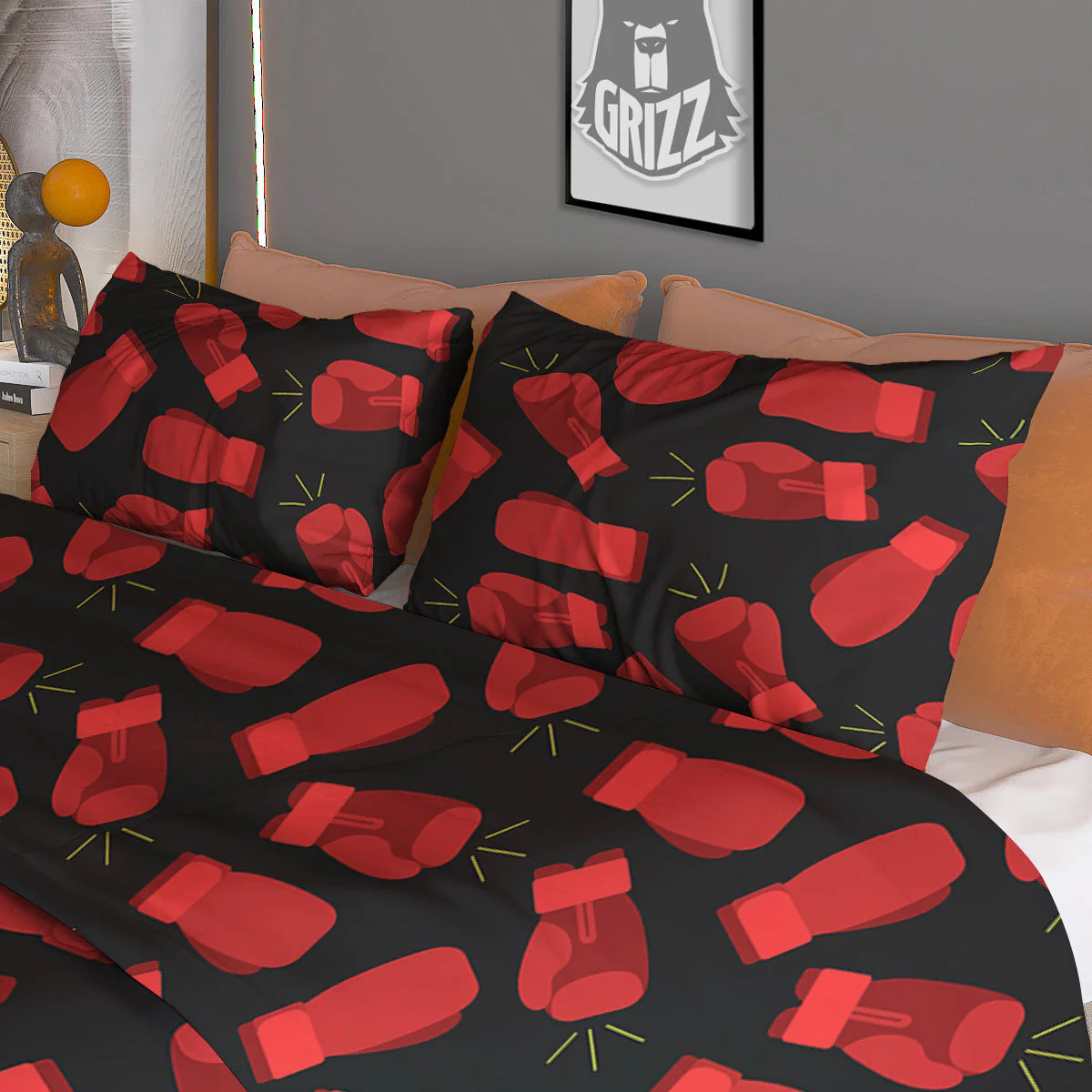 Boxing Gloves Red Print Pattern Duvet Cover Bedding Set - Image 3
