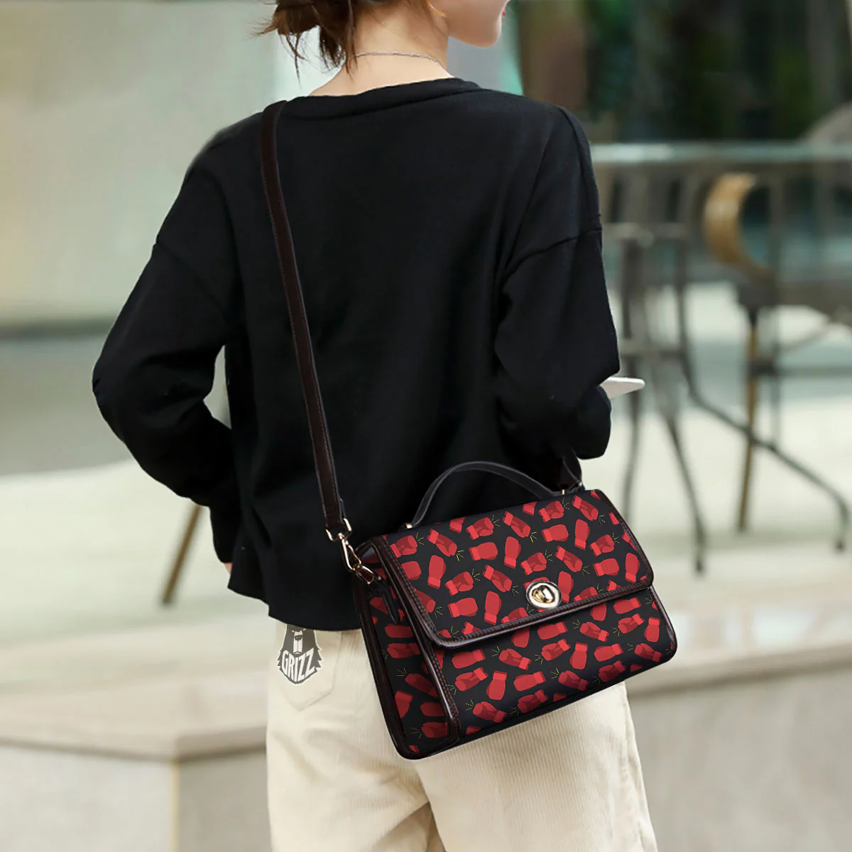 Boxing Gloves Red Print Pattern Women's Satchel Bag - Image 3