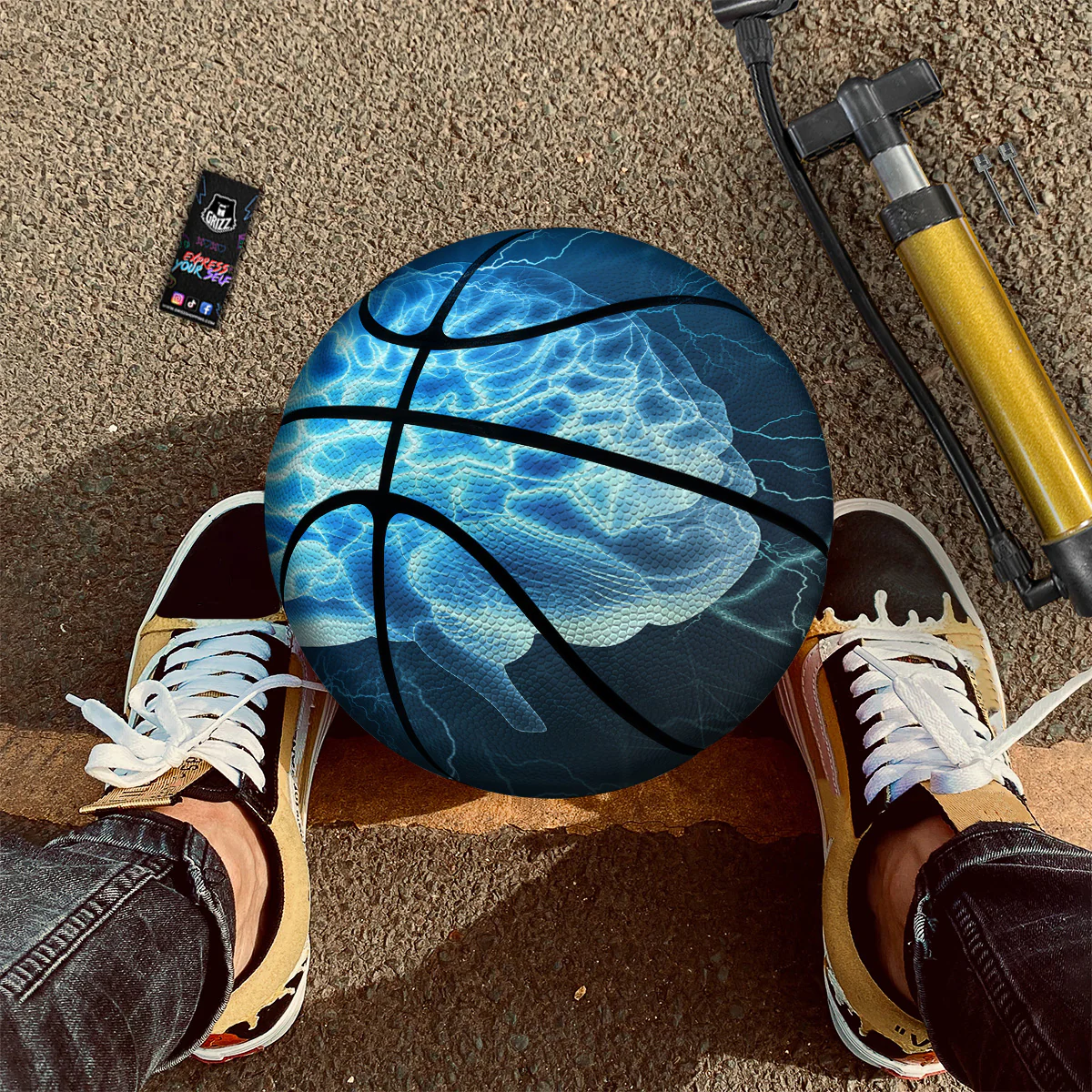 Brain Activity Blue Electrical Print Basketball - Image 2