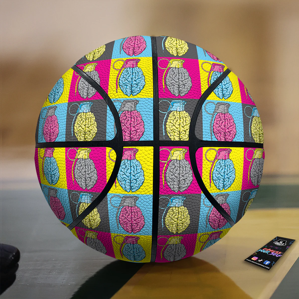 Brain Bomb Colorful Print Pattern Basketball