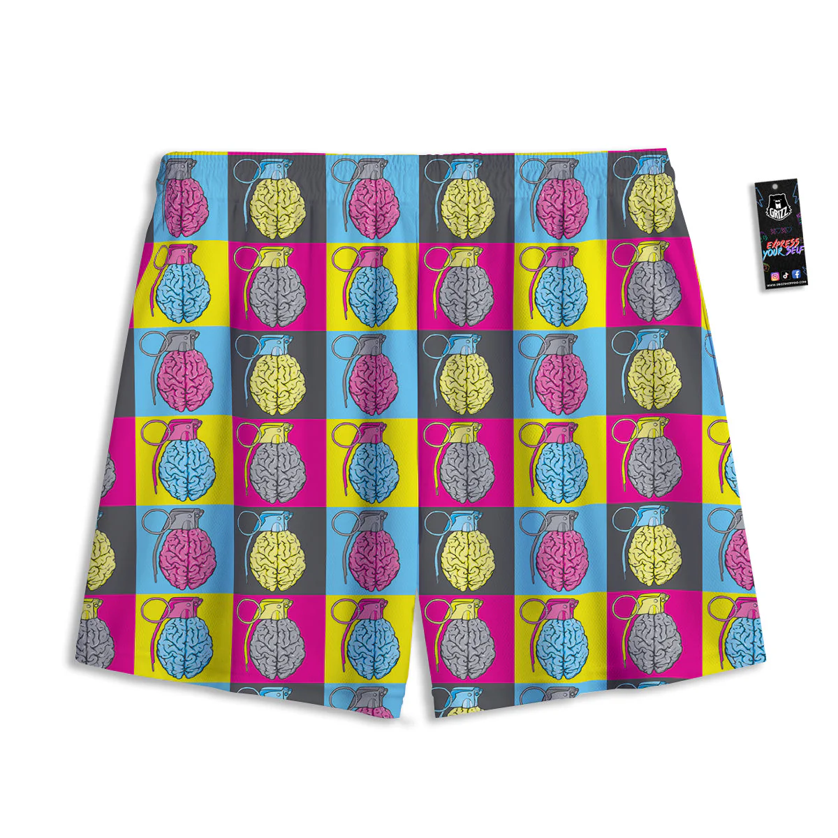 Brain Bomb Colorful Print Pattern Mesh Shorts - Image 2