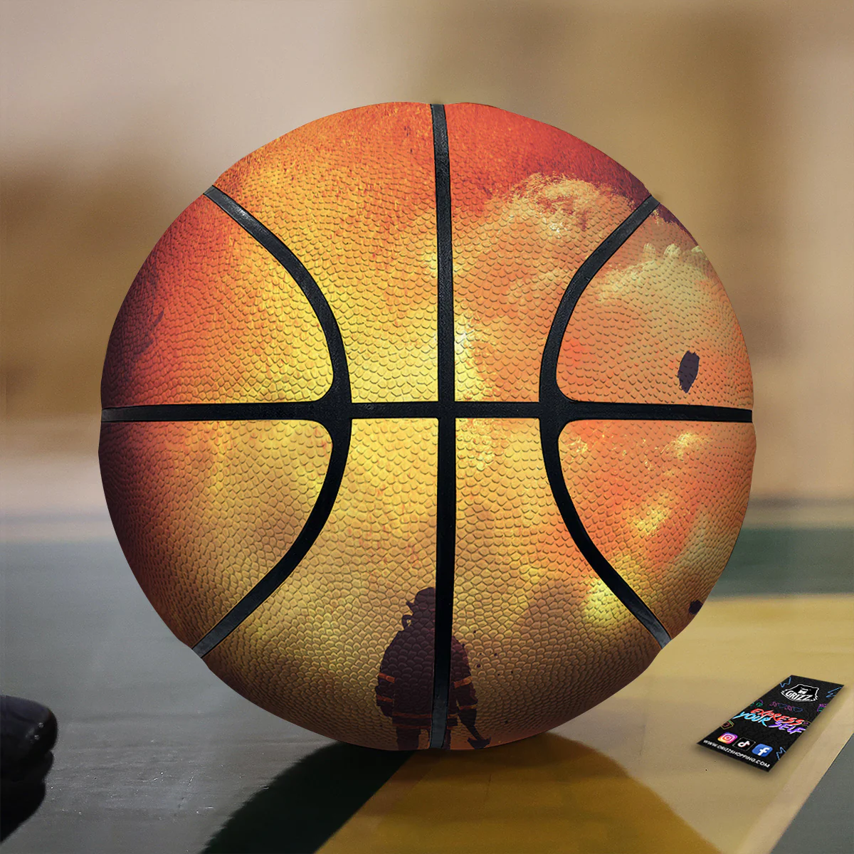 Brave Firefighter In The Fire Print Basketball