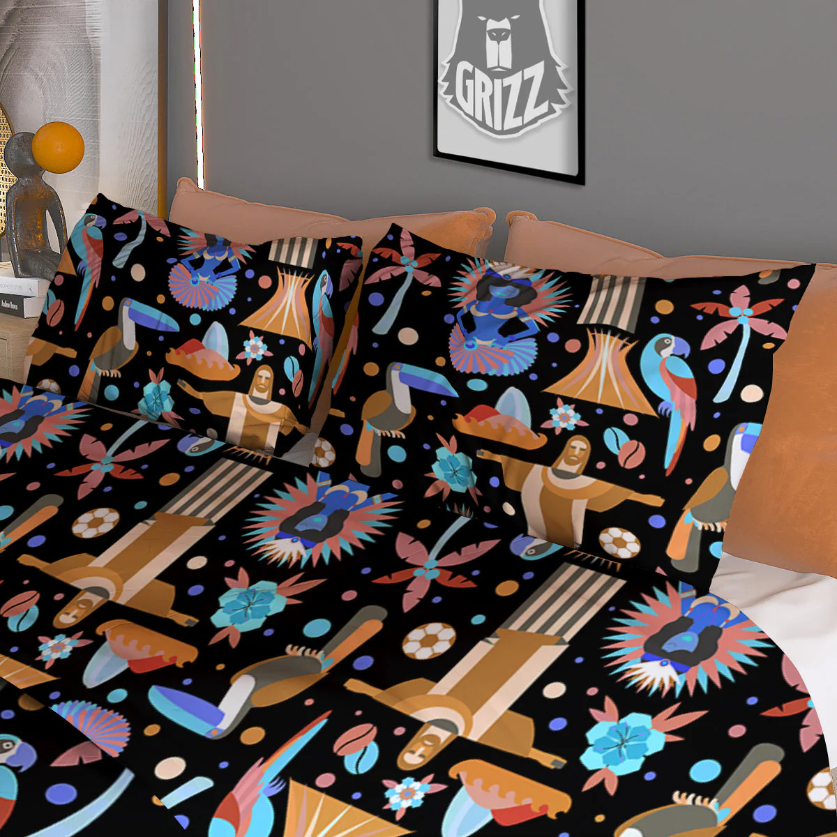 Brazil Symbols Country Print Pattern Duvet Cover Bedding Set - Image 3