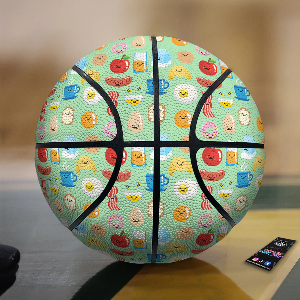 Breakfast Cartoon Print Pattern Basketball