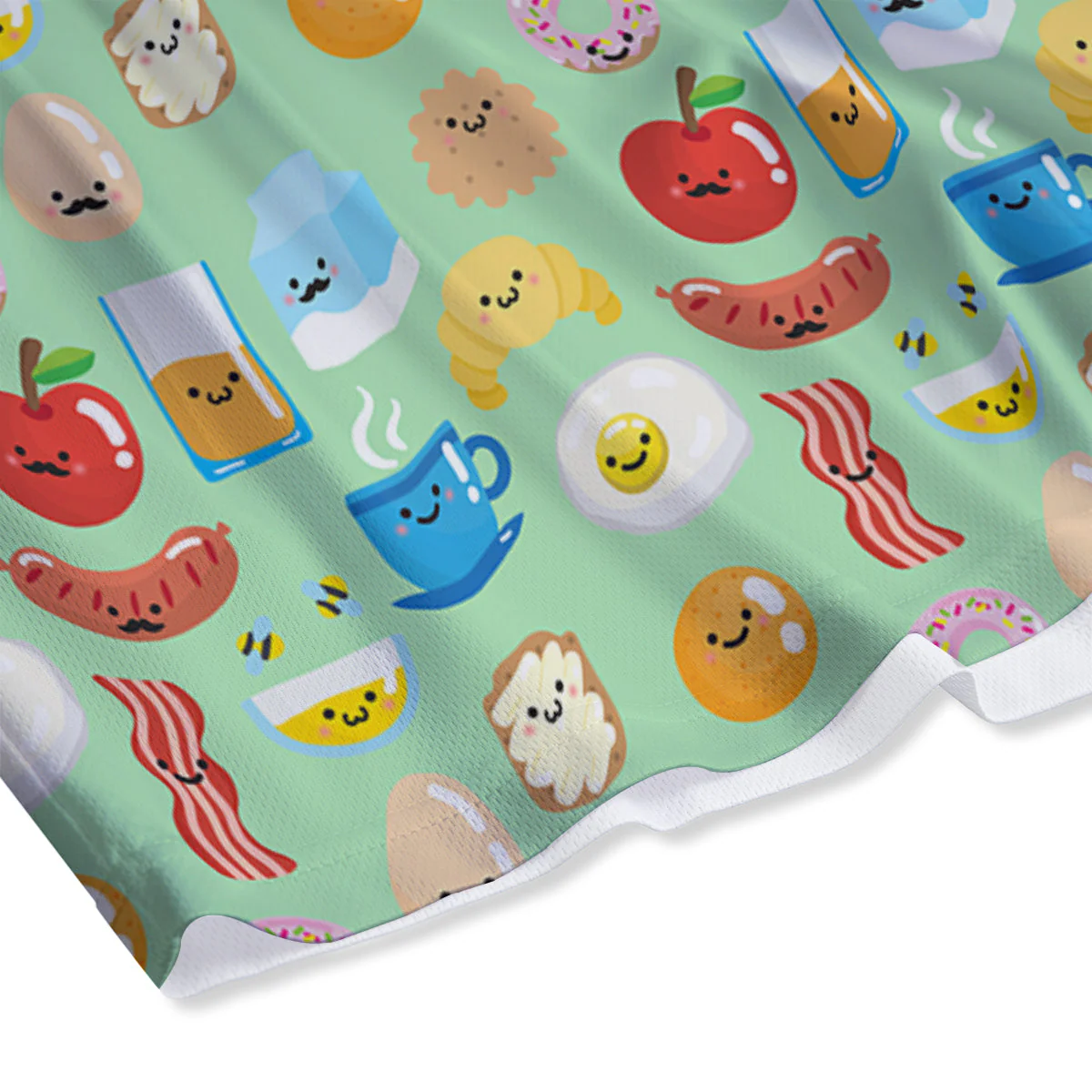 Breakfast Cartoon Print Pattern Mesh Shorts - Image 4