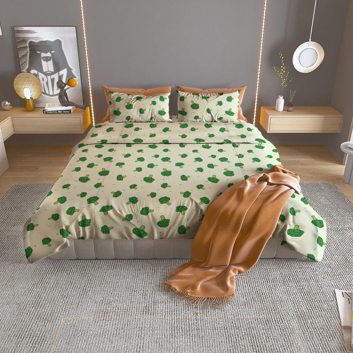 Broccoli Green Print Pattern Duvet Cover Bedding Set