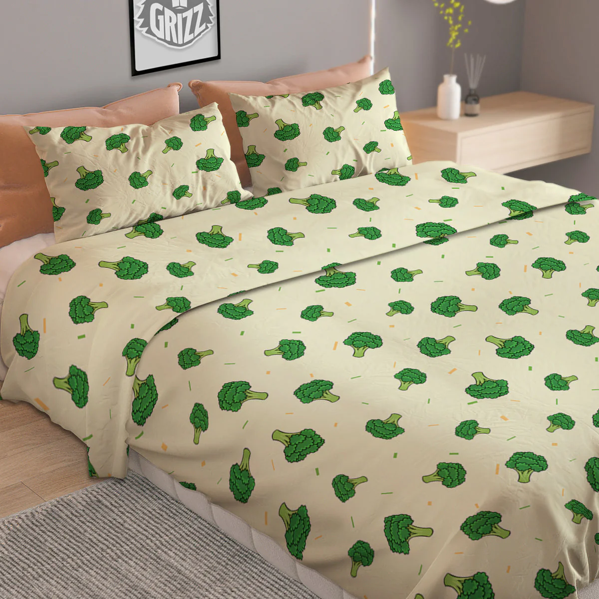 Broccoli Green Print Pattern Duvet Cover Bedding Set - Image 2