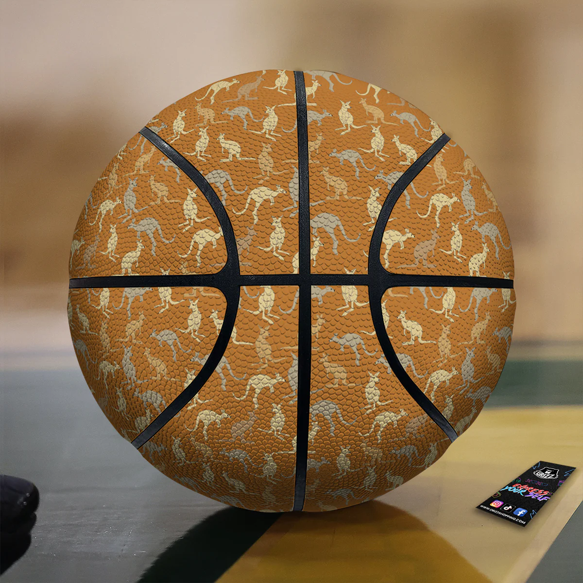 Brown And Grey Kangaroo Print Pattern Basketball