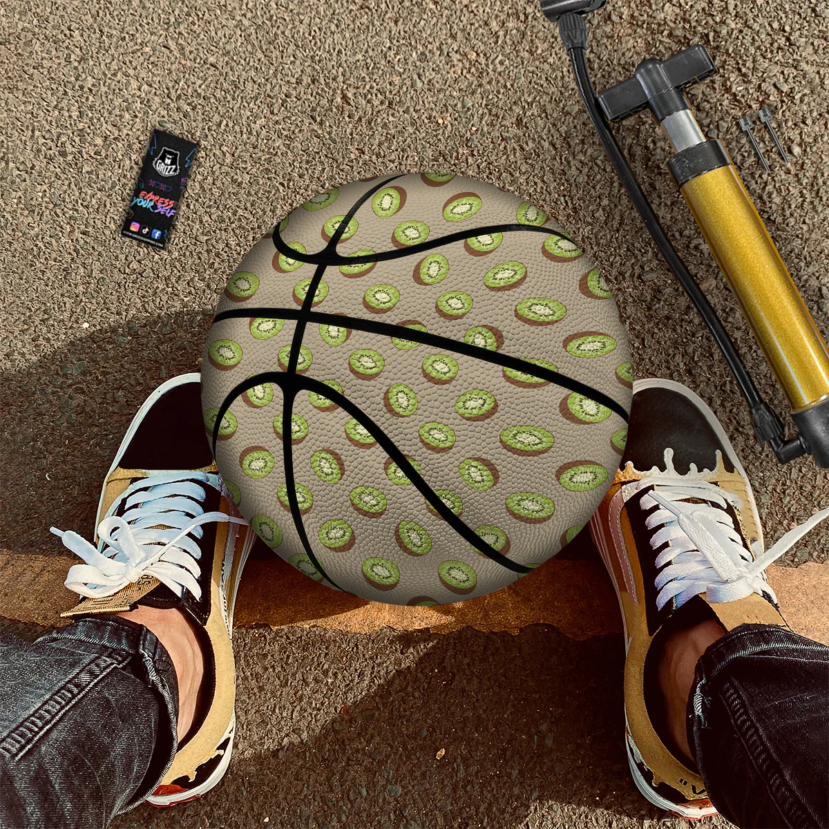 Brown And Kiwi Print Pattern Basketball - Image 2