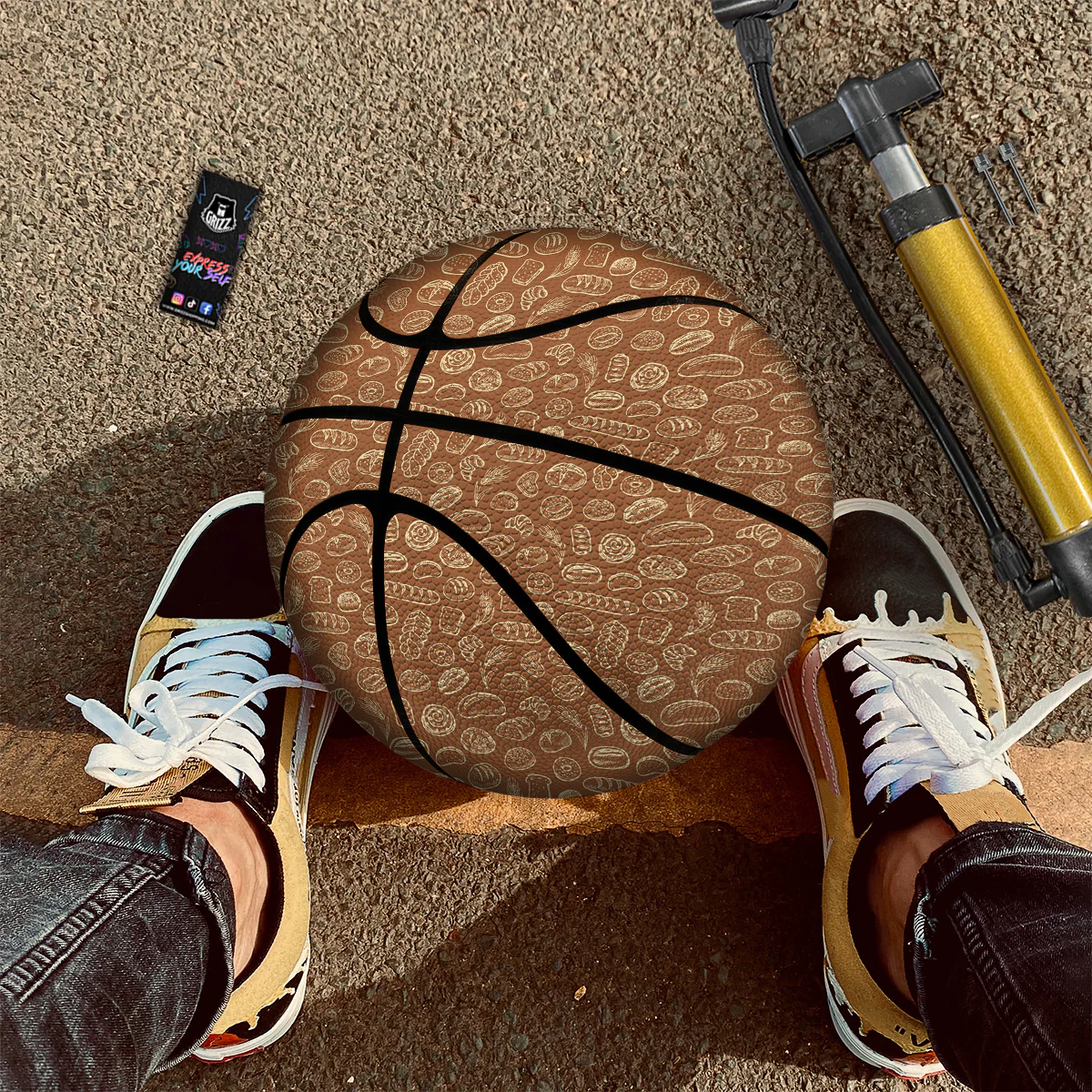 Brown Bakery Beige Print Pattern Basketball - Image 2