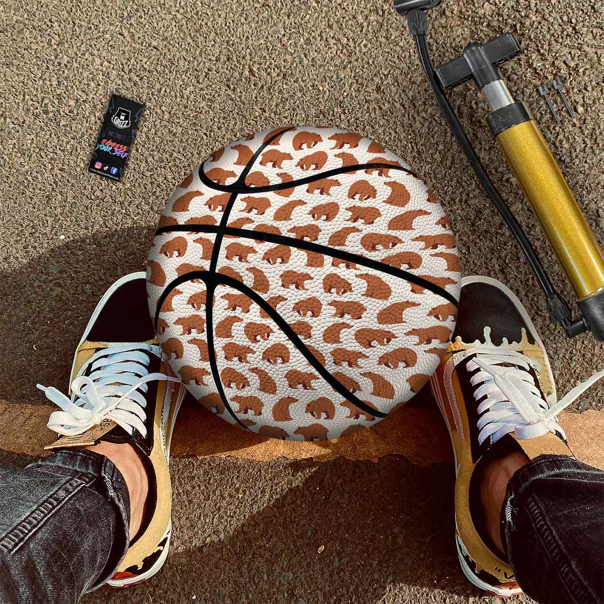 Brown Bear Cute Print Pattern Basketball - Image 2