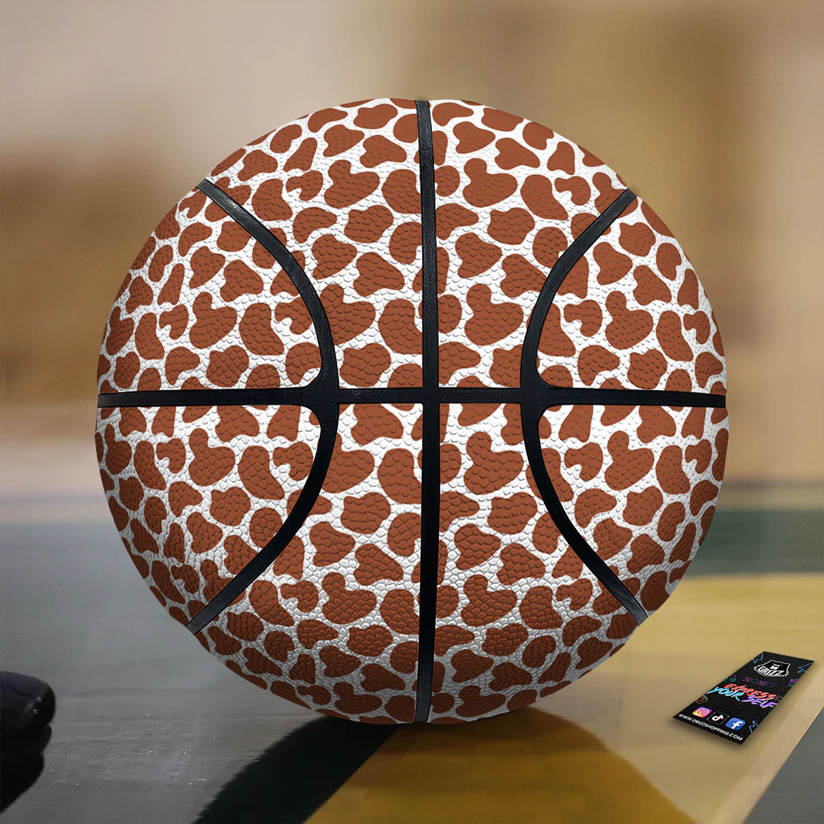 Brown Chocolate And White Cow Print Basketball