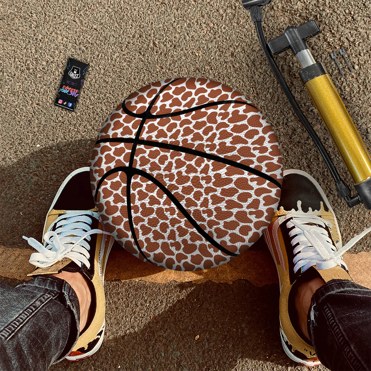 Brown Chocolate And White Cow Print Basketball - Image 3