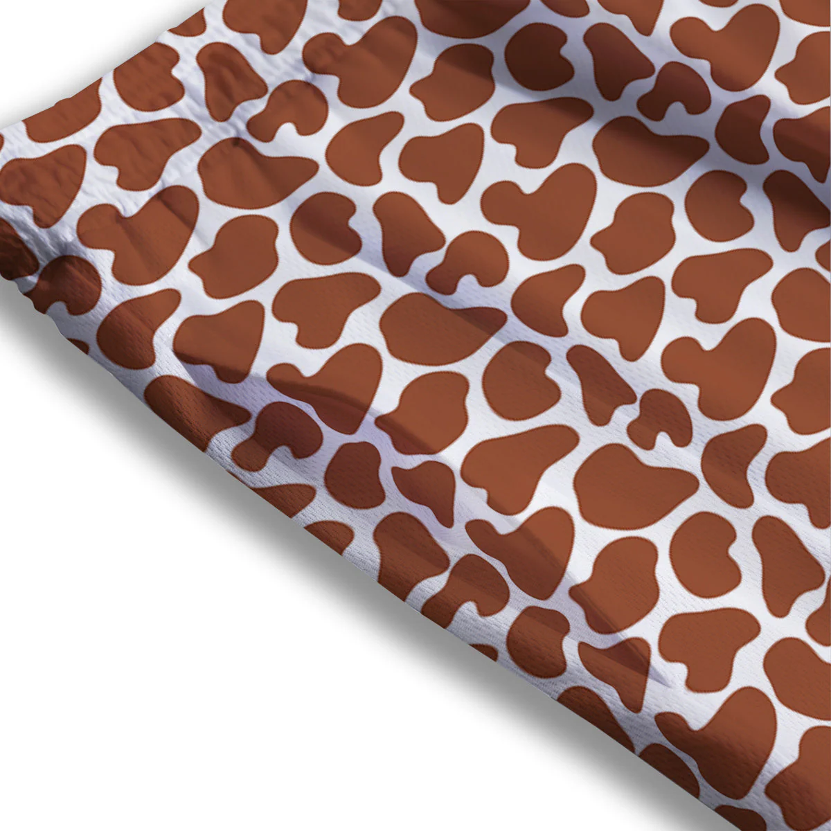 Brown Chocolate And White Cow Print Mesh Shorts - Image 3