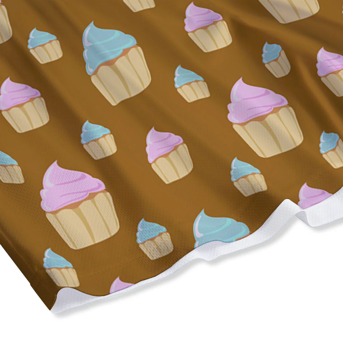 Brown Cupcake Pastel Print Pattern Mesh Shorts - Image 4