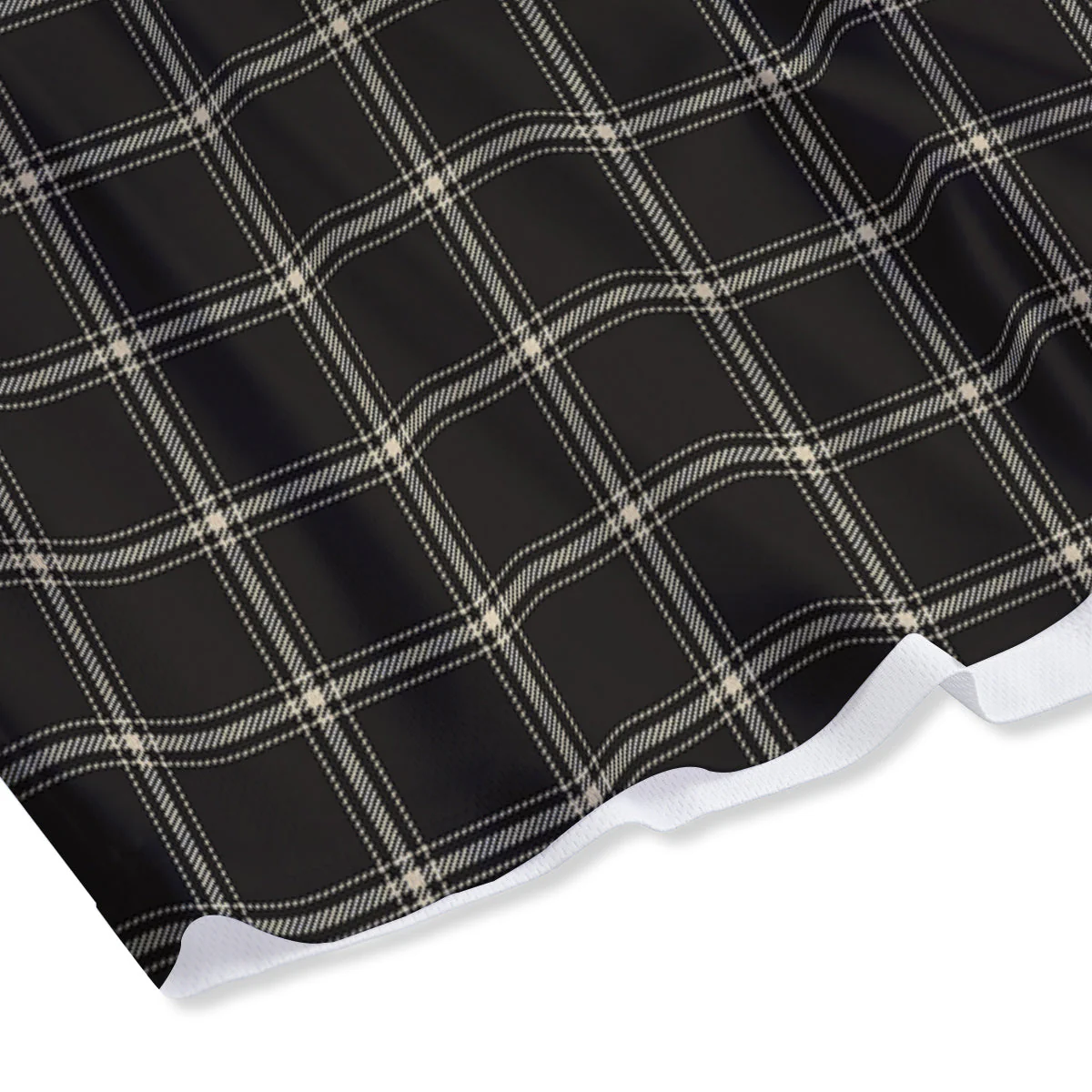 Brown Dark Check Print Pattern Mesh Shorts - Image 4