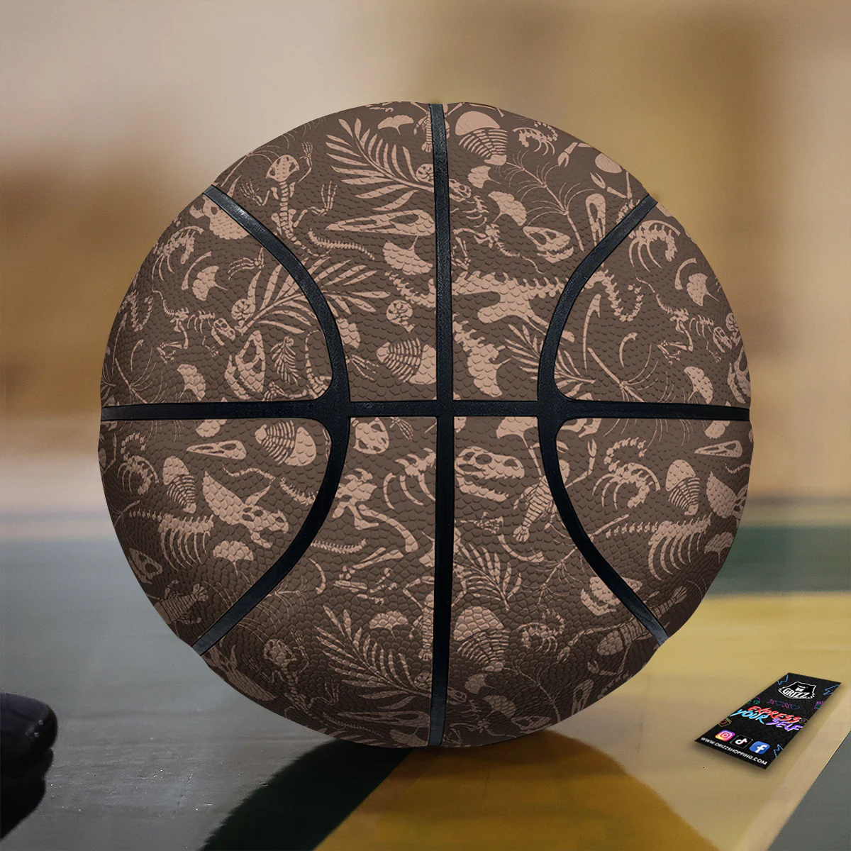 Brown Fossil Print Pattern Basketball